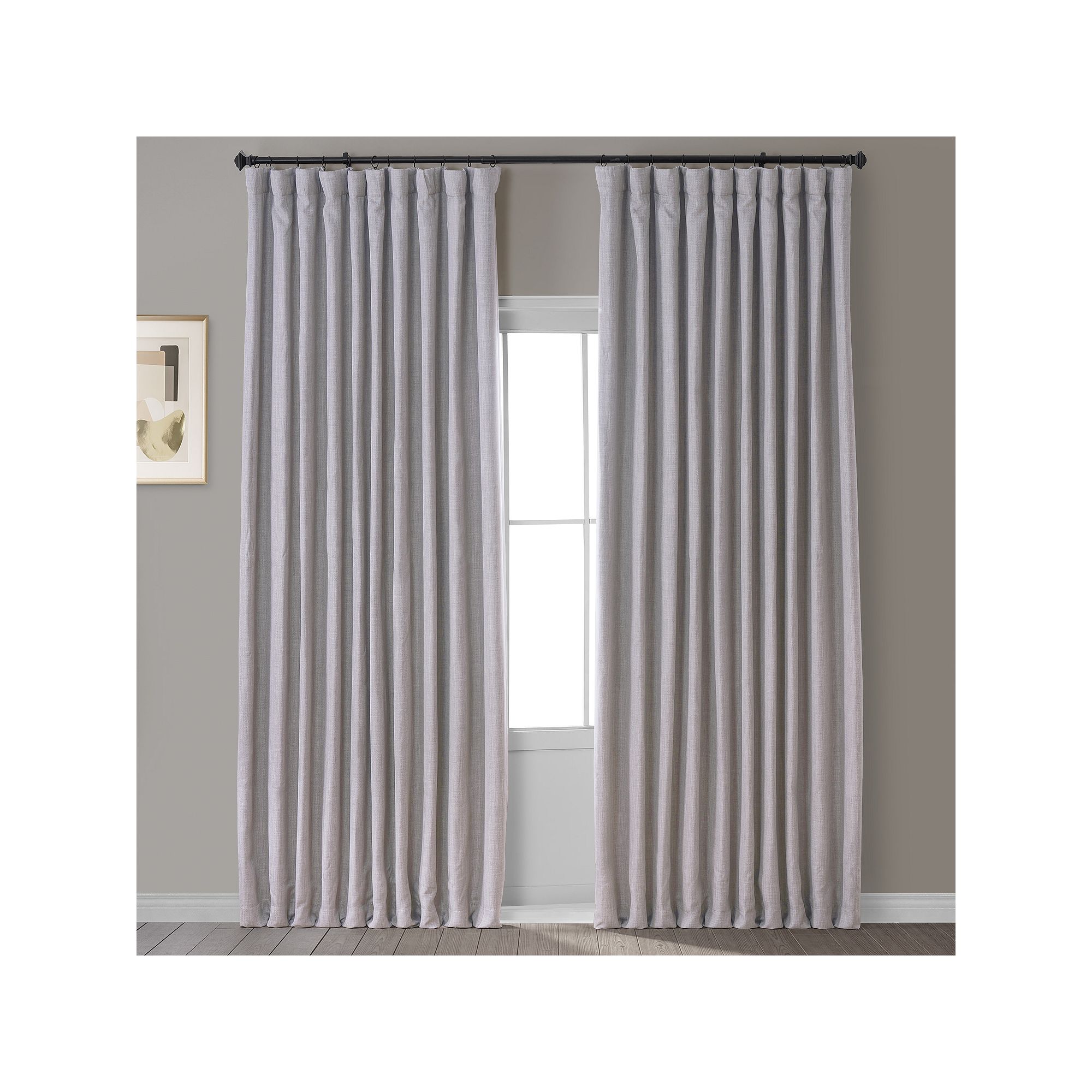 EFF Faux Linen Extra Wide Room Darkening Window Curtain Panel, Clay