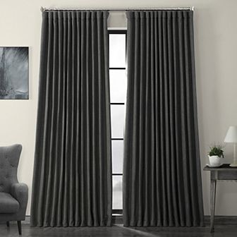 EFF Faux Linen Extra Wide Room Darkening Window Curtain Panel
