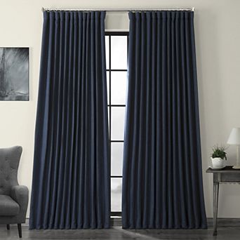 EFF Faux Linen Extra Wide Room Darkening Window Curtain Panel