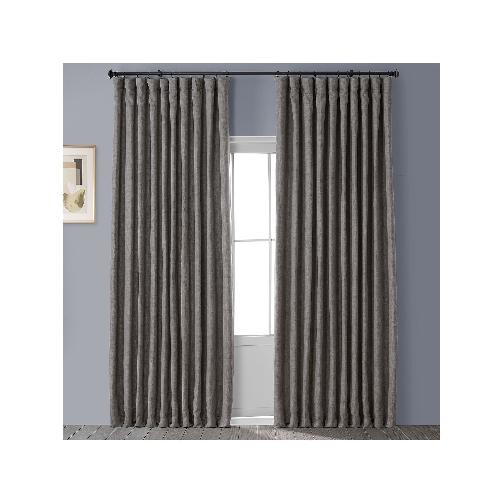 EFF Faux Linen Extra Wide Room Darkening Window Curtain Panel, Mink