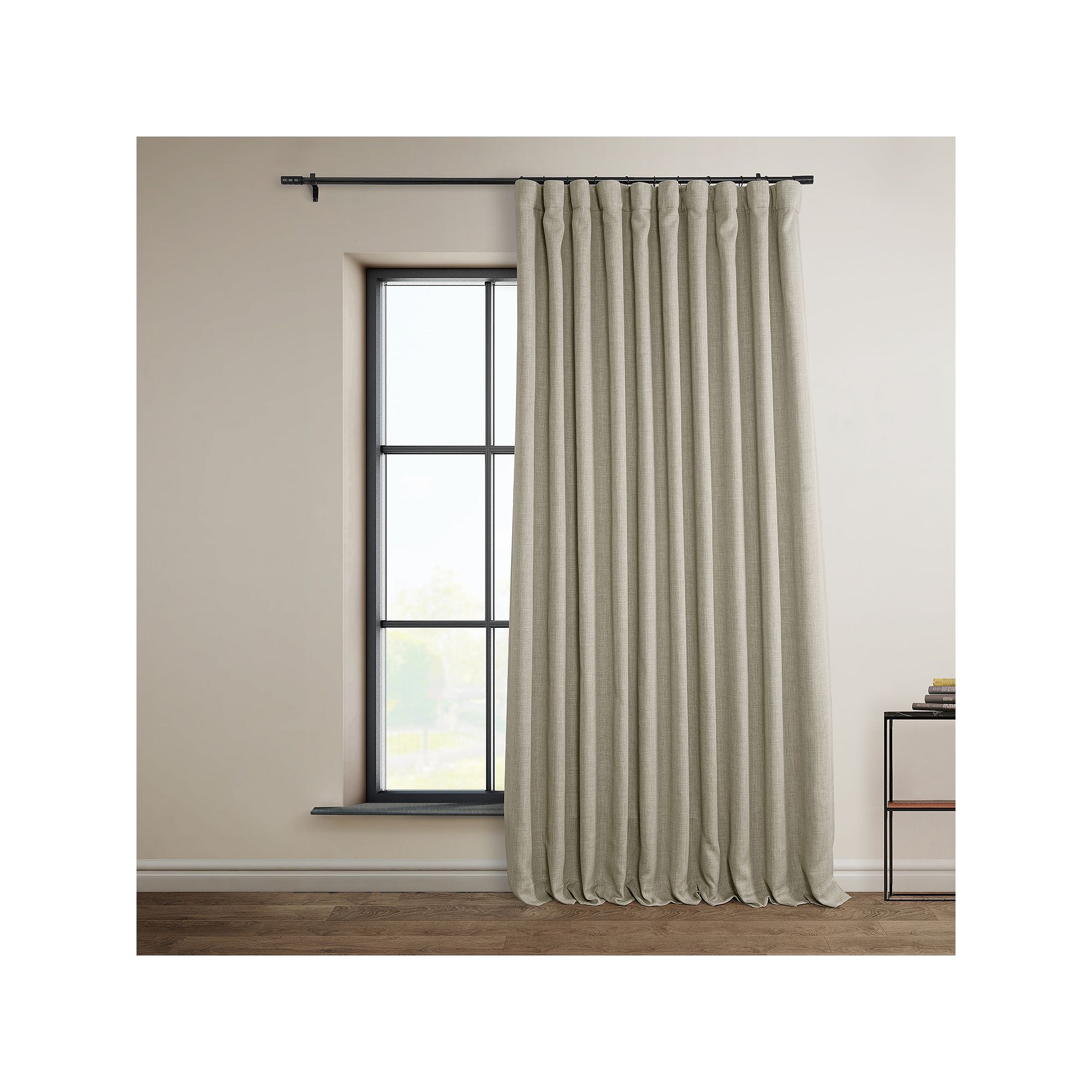 EFF Faux Linen Extra Wide Room Darkening Window Curtain Panel, Oatmeal