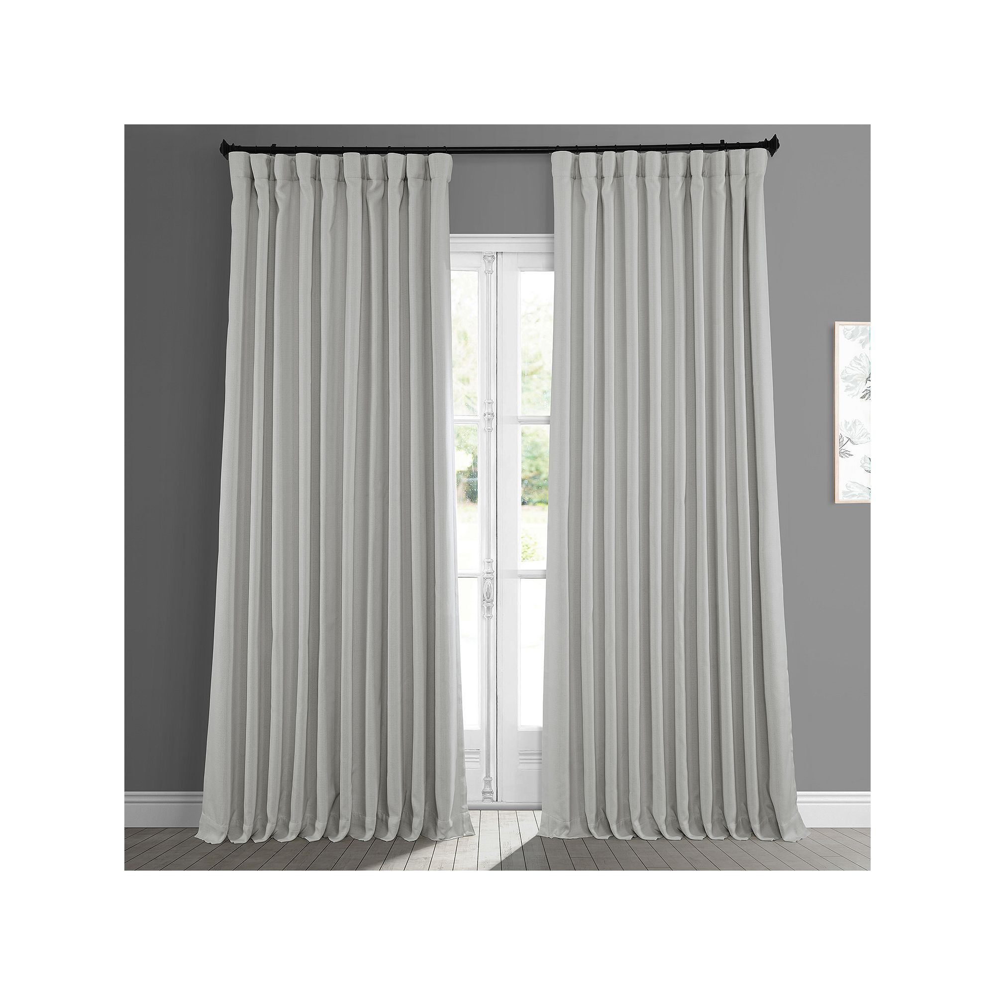 EFF Faux Linen Extra Wide Room Darkening Window Curtain Panel, Oyster