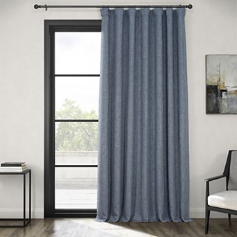 EFF Faux Linen Extra Wide Room Darkening Window Curtain Panel