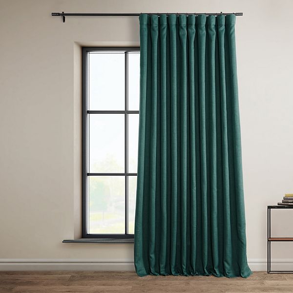 EFF Faux Linen Extra Wide Blackout Window Curtain - Slate Teal (100X96)