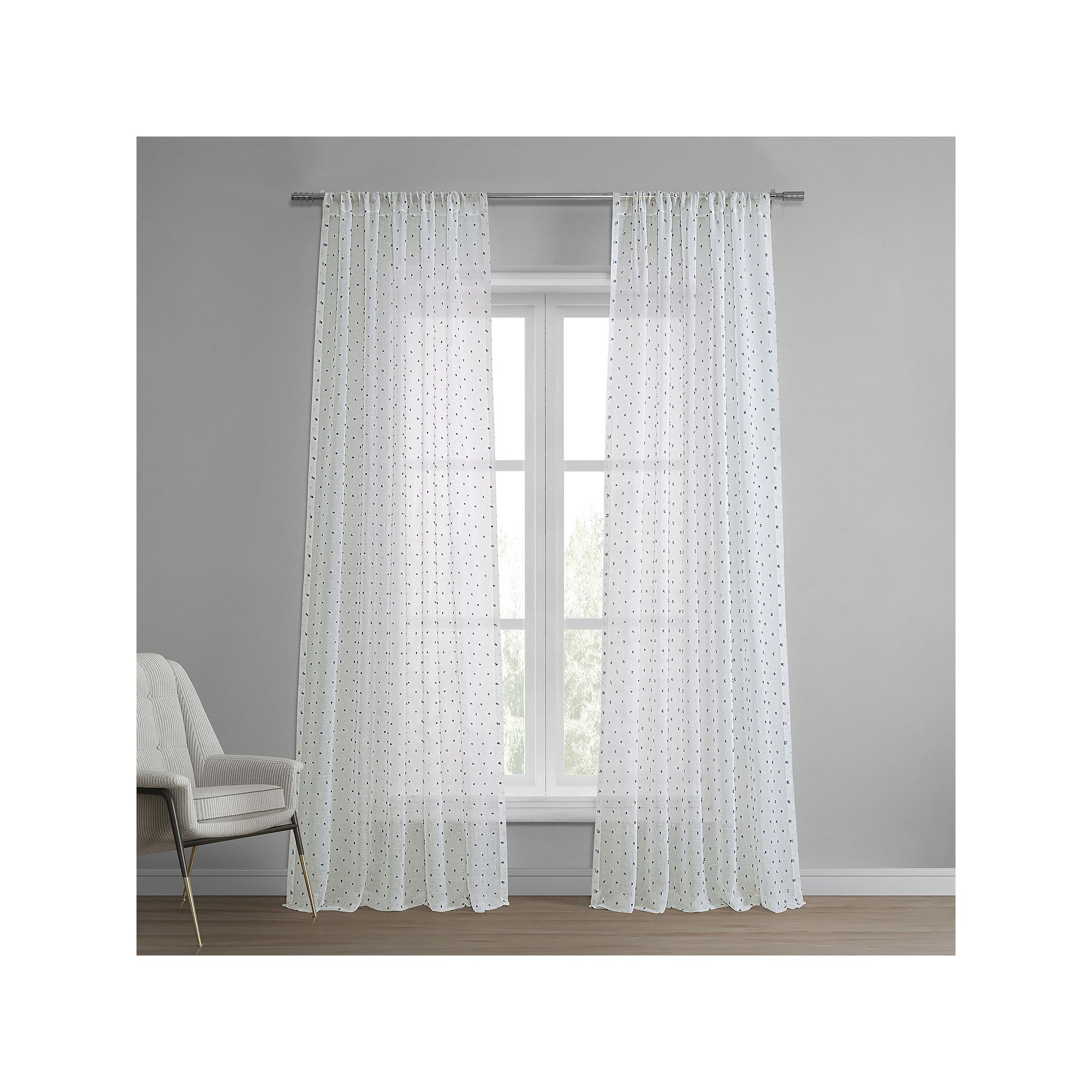 EFF Patterned Linen Sheer Window Curtain, Altair Blue