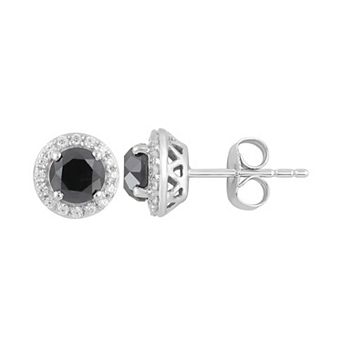 Diamond Medley 10k White Gold Black & White Diamond Stud Earrings