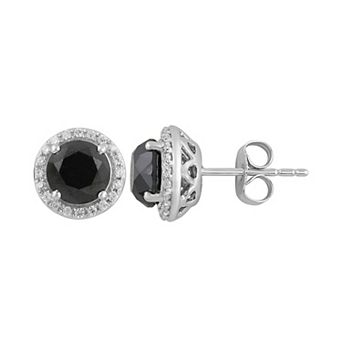 Diamond Medley 10k White Gold Black & White Diamond Stud Earrings