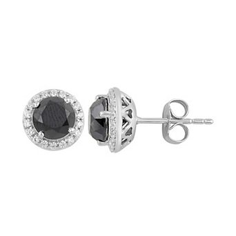 Diamond Medley 10k White Gold Black & White Diamond Stud Earrings