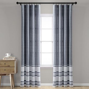 Lush Decor Nantucket Yarn Dyed Cotton Tassel Fringe Window Curtains Set