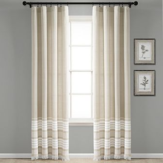 Lush Decor Nantucket Yarn Dyed Cotton Tassel Fringe Window Curtains Set