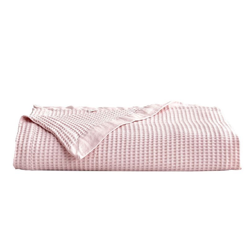 Great Bay Home Mikala Waffle Weave Cotton Blanket, Pink, Twin