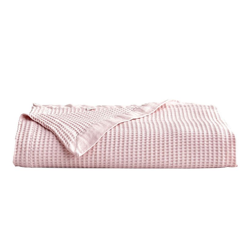 Madelinen® Waffle Weave Cotton Bed Blanket, Blush