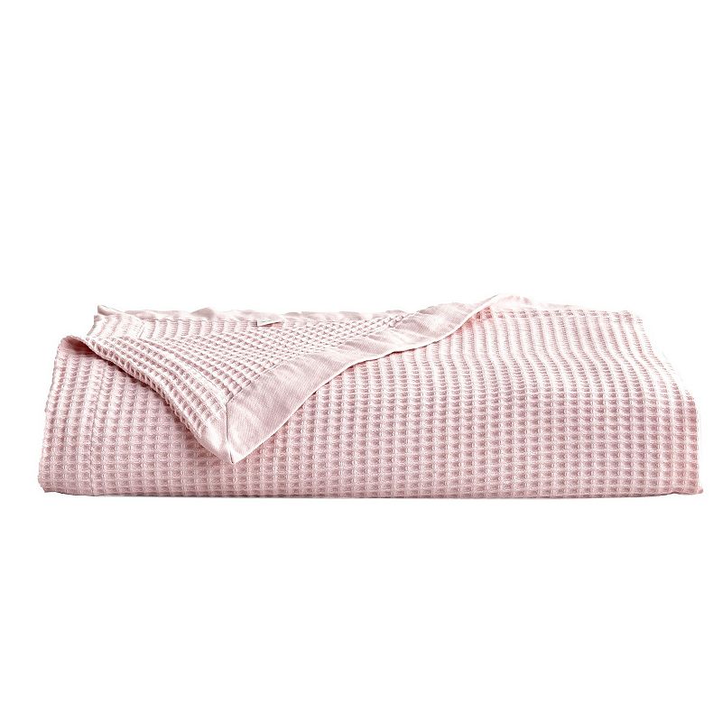 Great Bay Home Mikala Waffle Weave Cotton Blanket, Pink, King