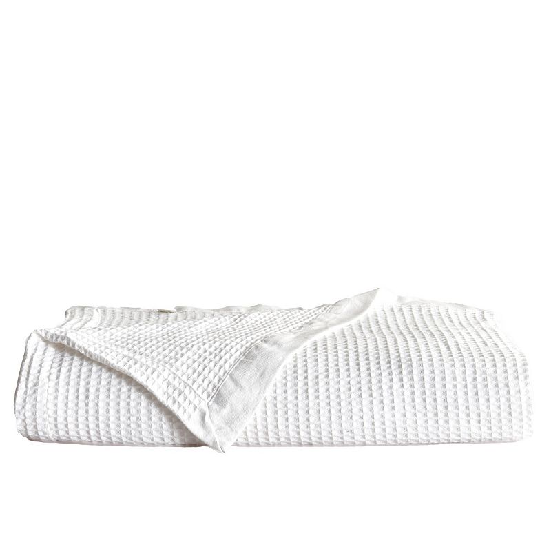 Great Bay Home Mikala Waffle Weave Cotton Blanket, White, Full/Queen