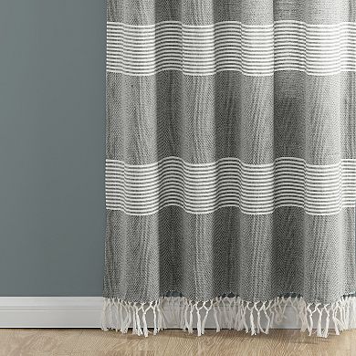 Lush Decor Tucker Stripe Yarn Dyed Cotton Knotted Tassel Window Curtains Set