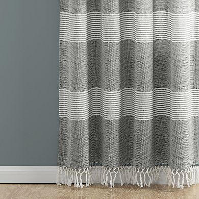Lush Decor Tucker Stripe Yarn Dyed Cotton Knotted Tassel Window Curtains Set