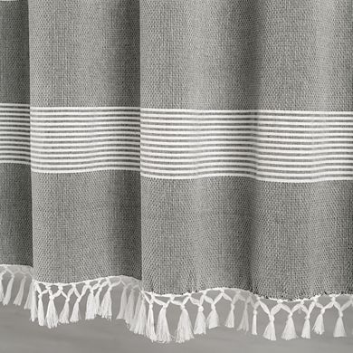 Lush Decor Tucker Stripe Yarn Dyed Cotton Knotted Tassel Window Curtains Set