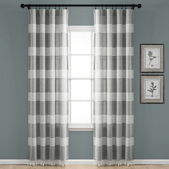 Lush Decor Tucker Stripe Yarn Dyed Cotton Knotted Tassel Window Curtains Set