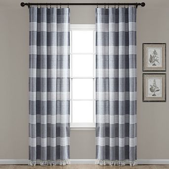 Lush Decor Tucker Stripe Yarn Dyed Cotton Knotted Tassel Window Curtains Set