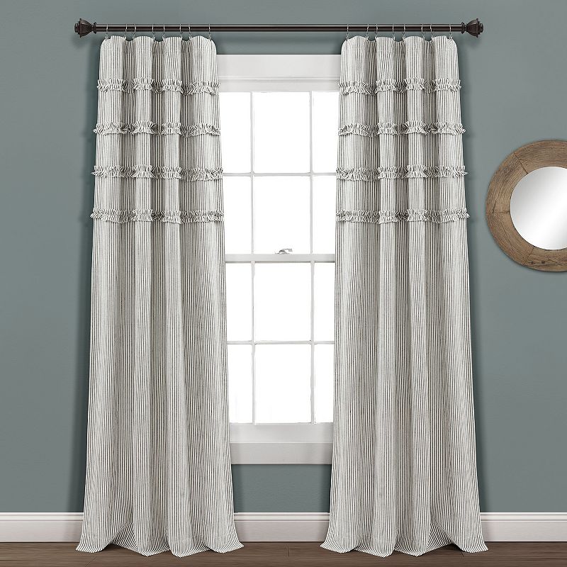 Lush Decor 2-pack Vintage Stripe Yarn Dyed Cotton Window Curtains, Grey, 40