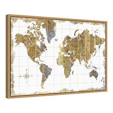 Amanti Art Gilded Map Framed Canvas Print