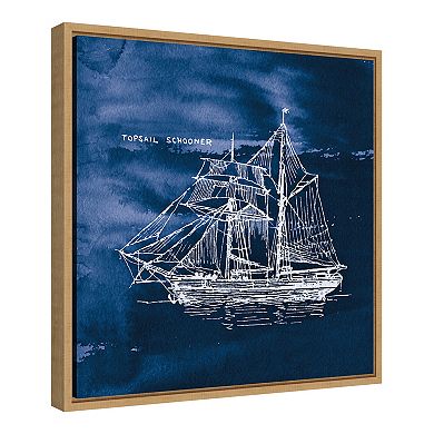 Amanti Art Sailing Ships Indigo Framed Canvas Print