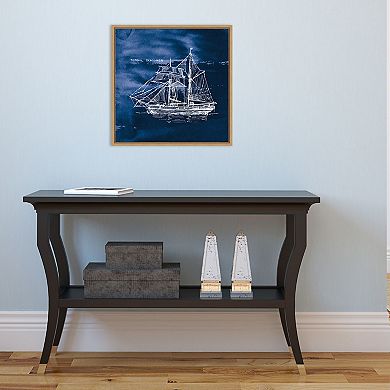 Amanti Art Sailing Ships Indigo Framed Canvas Print