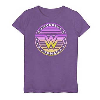 Girls DC Comics Wonder Woman Retro Gradient Fade Logo Tee