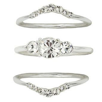 City Luxe 3 pc Crystal Ring Set