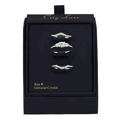 City Luxe 3-pc. Crystal Ring Set