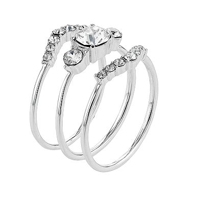 City Luxe 3-pc. Crystal Ring Set