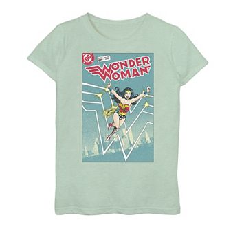 Girls DC Comics Wonder Woman Retro Comic Cover Tee