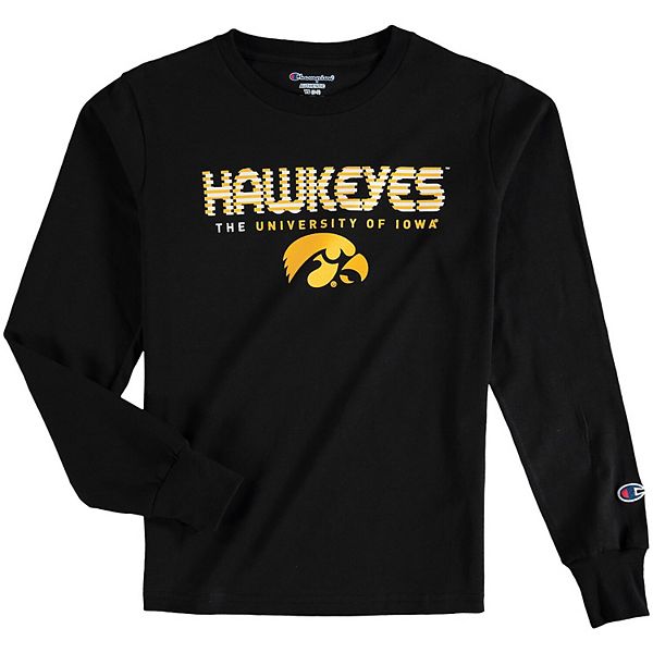 Youth Champion Black Iowa Hawkeyes Jersey Long Sleeve T-Shirt