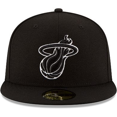 Men's New Era Black Miami Heat Black & White Logo 59FIFTY Fitted Hat