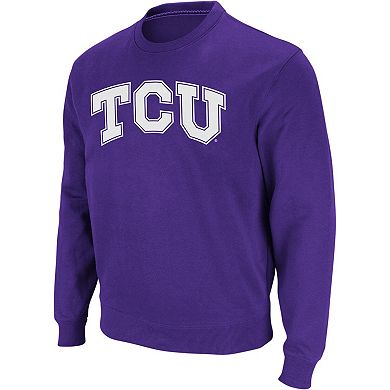 Men's Colosseum Purple TCU Horned Frogs Arch & Logo Crew Neck Sweatshirt