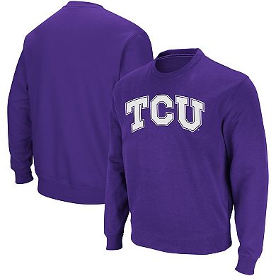 Men's Colosseum Purple TCU Horned Frogs Arch & Logo Crew Neck Sweatshirt