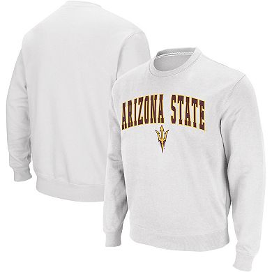 Men's Colosseum White Arizona State Sun Devils Arch & Logo Crew Neck Sweatshirt