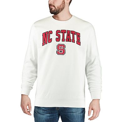 Men's Colosseum White NC State Wolfpack Arch & Logo Crew Neck Sweatshirt