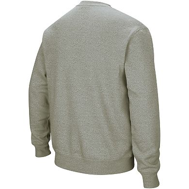 Men's Colosseum Heather Gray Oklahoma State Cowboys Arch & Logo Crew Neck Sweatshirt