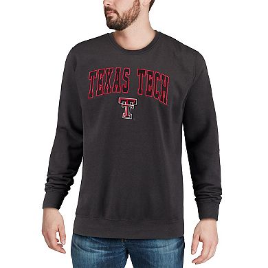 Men's Colosseum Charcoal Texas Tech Red Raiders Arch & Logo Crew Neck Sweatshirt