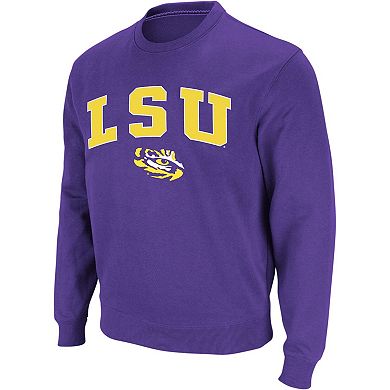 Men's Colosseum Purple LSU Tigers Arch & Logo Crew Neck Sweatshirt