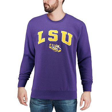 Men's Colosseum Purple LSU Tigers Arch & Logo Crew Neck Sweatshirt