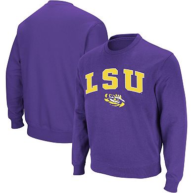 Men's Colosseum Purple LSU Tigers Arch & Logo Crew Neck Sweatshirt