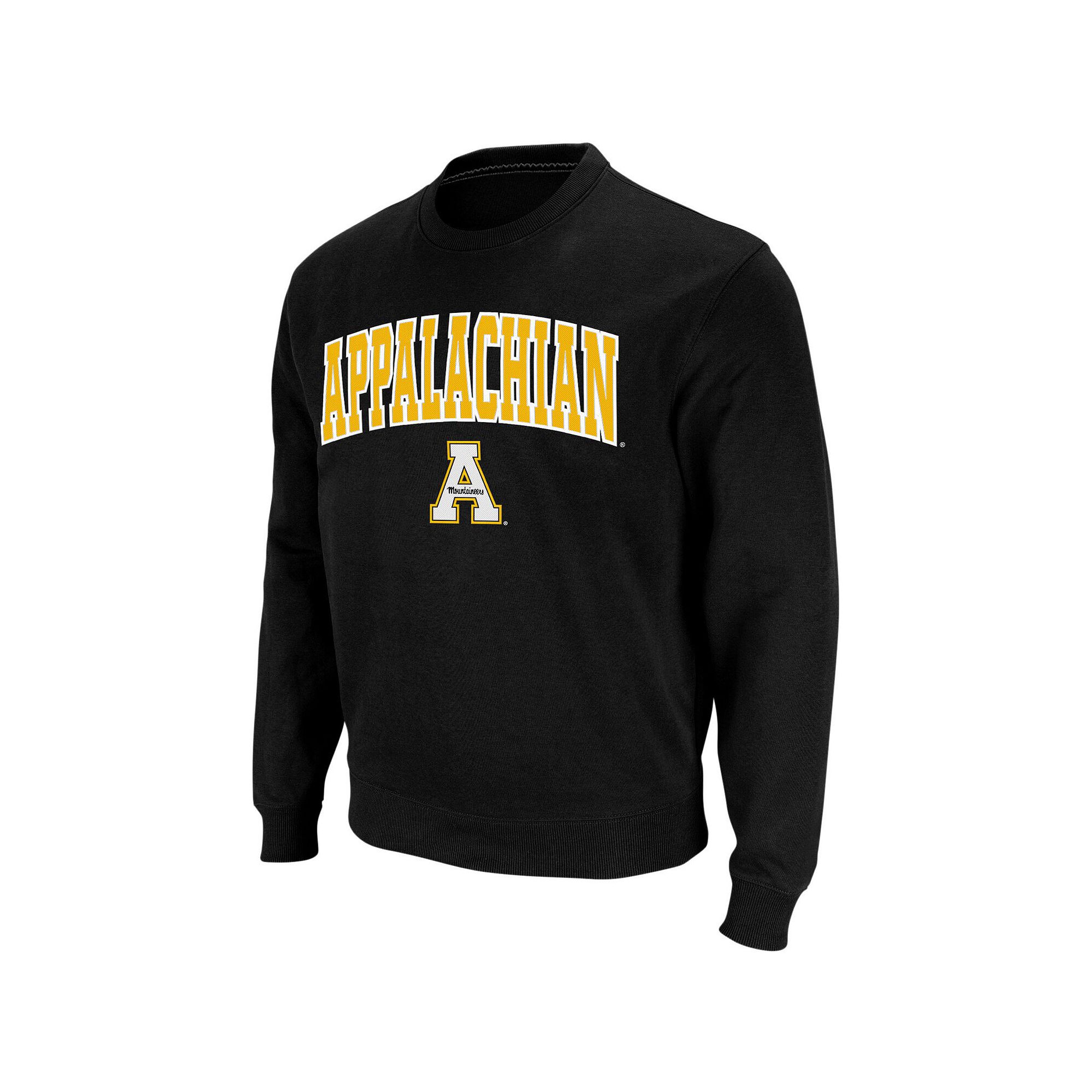 Mens Colosseum Black Appalachian State Mountaineers Arch & Logo Crew Neck 