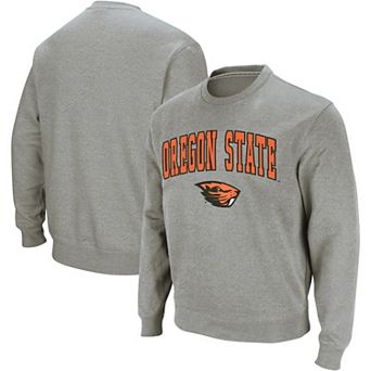 Men's Colosseum Heather Gray Oregon State Beavers Arch & Logo Crew Neck Sweatshirt