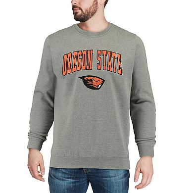 Men's Colosseum Heather Gray Oregon State Beavers Arch & Logo Crew Neck Sweatshirt