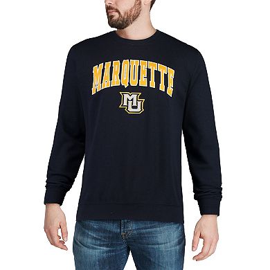 Men's Colosseum Navy Marquette Golden Eagles Arch & Logo Crew Neck Sweatshirt