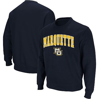 Men's Colosseum Navy Marquette Golden Eagles Arch & Logo Crew Neck Sweatshirt