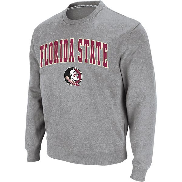 Men's Colosseum Heather Gray Florida State Seminoles Arch & Logo Crew ...