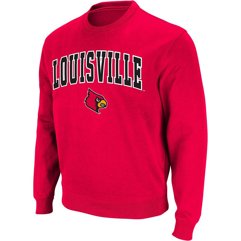 Mens Colosseum Red Louisville Cardinals Arch & Logo Crew Neck Sweatshirt, 